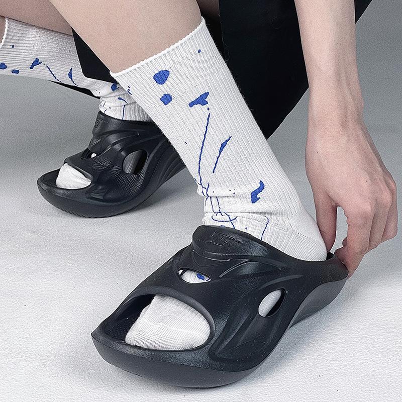 Ink-splashed Mid-calf Socks, Personalized Trendy Socks, Summer Double-needle Cotton Socks for Men and Women, Graffiti Sock Trend