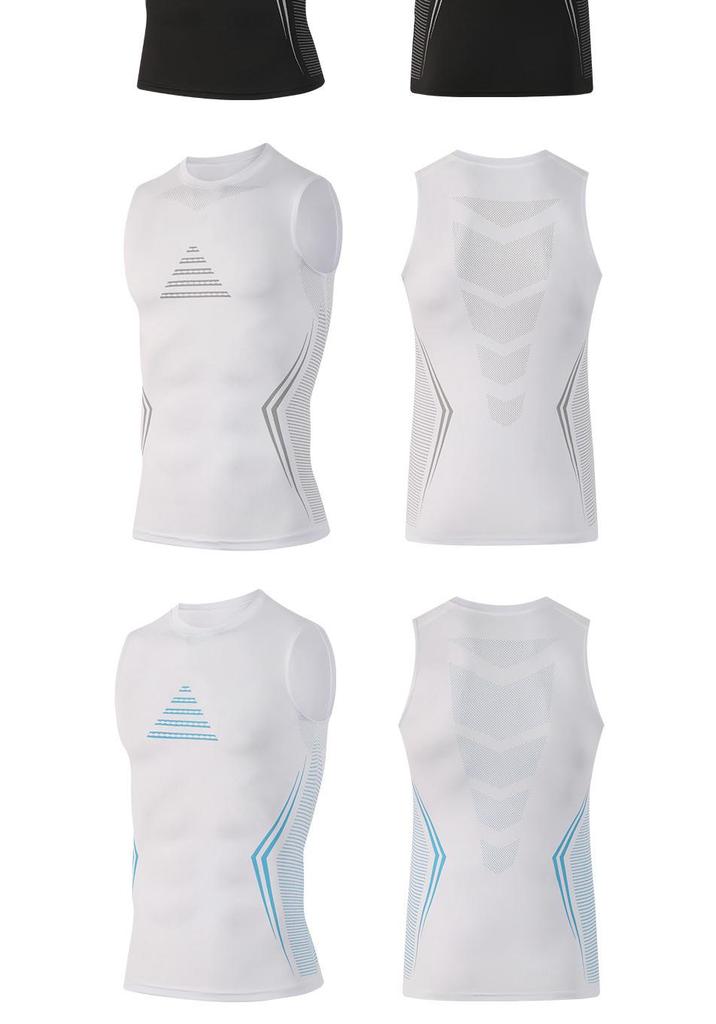 Cross-border Ice Silk Fitness Running Vest - Quick-dry, Sweat-wicking, Super Elastic, Breathable, Tight-fitting Sleeveless Tank Top Base Layer.