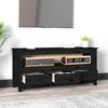 TV Cabinet Black 114 X 35 X 52 Cm Solid Pine Wood