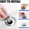 Universal Pop Up Valve Plug Drain Filter Drain Fitting Sink Bounce Drain Plug Bounce Drain Filter Sink Drain Plug Stopper with Basket