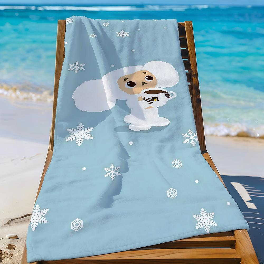 Cartoon Cheburashka Cute Towel Sports Quick Dry Travel Camping Gear Sandproof Soft Light Large Beach Towel