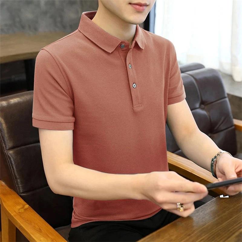 Summer Short-sleeved T-shirt High-end Light Luxury Breathable Solid Color Thin Men's POLO Shirt Men's Business Casual T-shirt