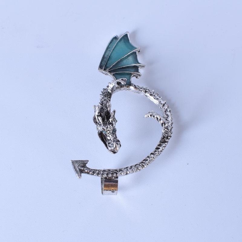 Унисекс светящиеся серьги-клипсы в виде дракона - серьги в виде дракона в стиле панк античный серебряного