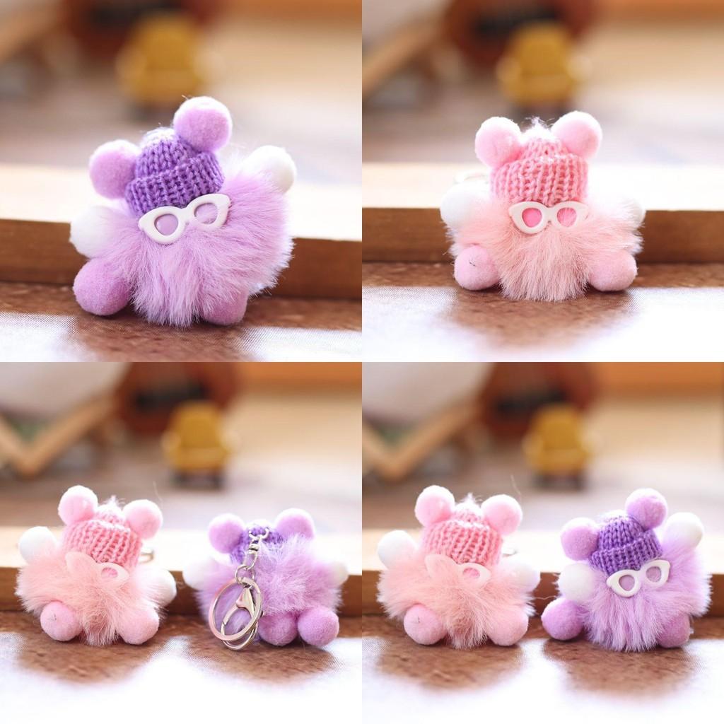 Small Ball Coal Pendant Keychain Ornament With Pp Cotton Soft Plush Gift For