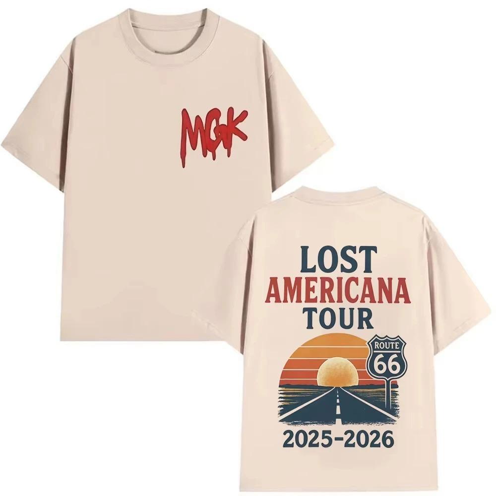 MGK Lost Americana Tour 2025-2026 Grafické tričko Pánské Dámské Harajuku Vintage Nadměrná trička Léto 100% Bavlna Topy Tričko