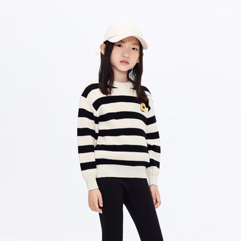Little MO&Co. Kids  Pure Cotton Striped Long-Sleeve Knit Sweater 110