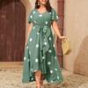 Stretch Waist-printed Dress for Plus-size Women