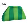 Portable Toiletry Bag Woven Striped Clutch Purse for Woman Large Capacity Cosmetic Pouch Knit Dumpling Bag Kiss Lock Handbag Evening Party Storage