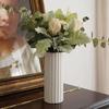 Home Decorative Ceramic Vertical Line Vase, Modern Glazed White Vases, Stylish Simple Stlye Vase For Fresh Or Artifical Flowers