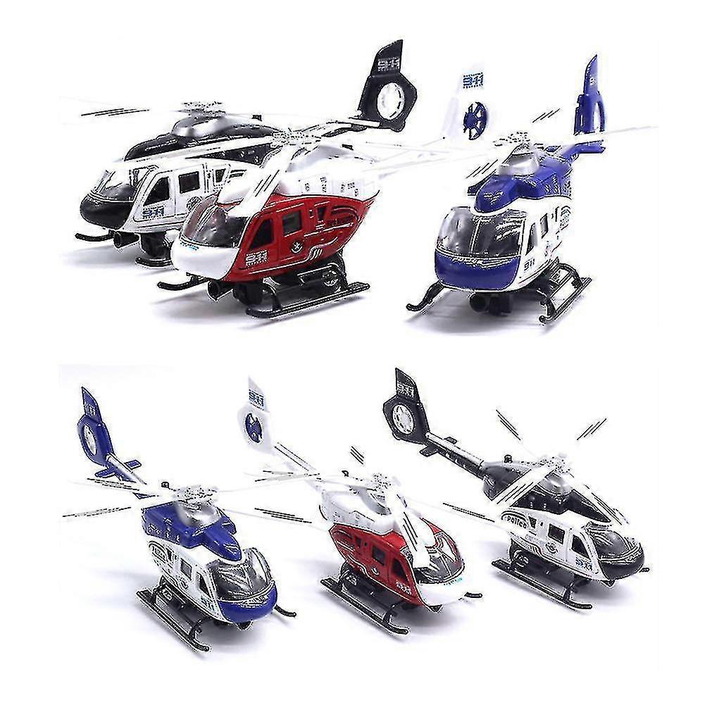 New Realistic Police Helicopter Plane Pull Back Led Music Model Kids Toy Collection/YY
