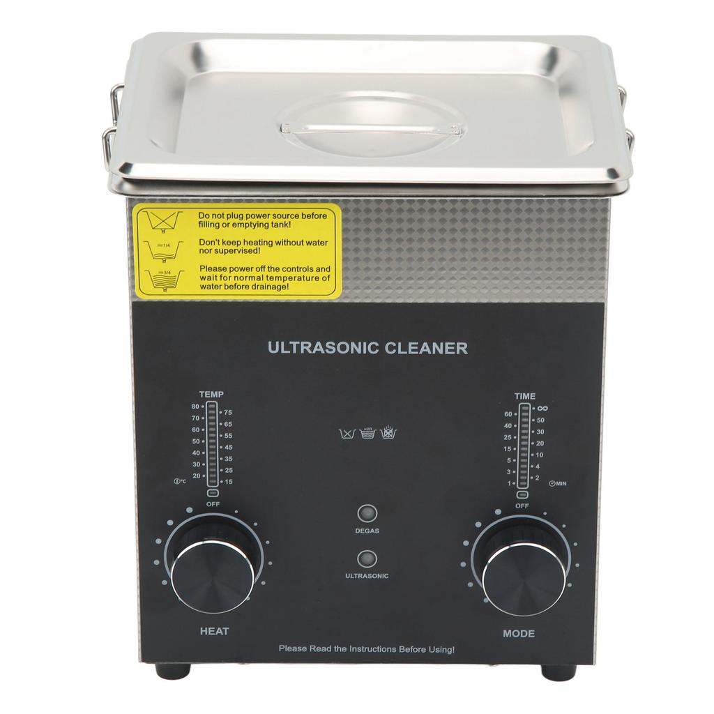 2L Ultrasonic Cleaner with Timer Heater Degas Mode Stainless Steel Multiple Vent Holes Double Fuse