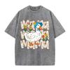 2026 Vintage Washed Black Tshirt Cute Mama Duck Floral Graphic Tee Retro Mothers Day Casual Oversized Streetwear For Women