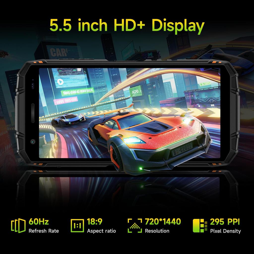 DOOGEE Fire3 Pro Rugged Smartphone Android 15, 16GB+128GB/2TB, 8350mAh, 5.5" HD+ Display, 16MP+8MP,  Dual SIM 4G/NFC/IP68/OTG/FACE ID/GPS/Widevine L1