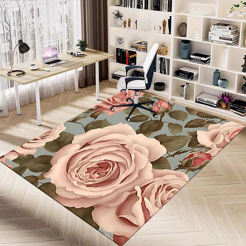1PC Rose Pattern Carpet Ultra Soft, Thick & Absorbent, Non Slip Machine Washable Mat for Entryway