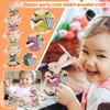 Wooden Decorative Easter Party Cute Riding With Basket Animal Figurine Wooden Craft
