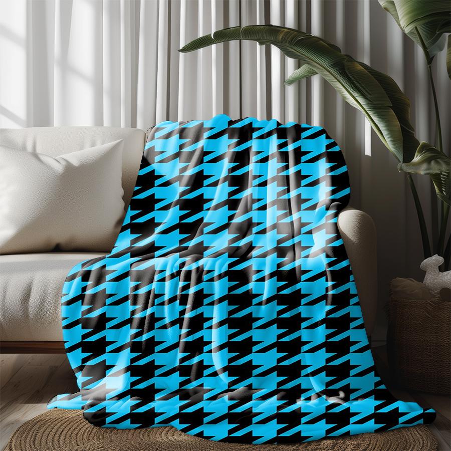 Houndstooth Patterned Blanket Microfiber Flannel Cover Blanket Bedroom Living Room Sofa Soft And Comfortable Home Decoration