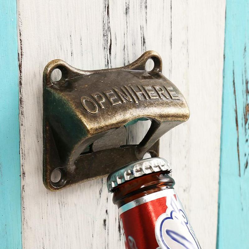 Mounted Bottle Wall Opener Beer Soda Bar Accessories Square Bronze Beer Opener