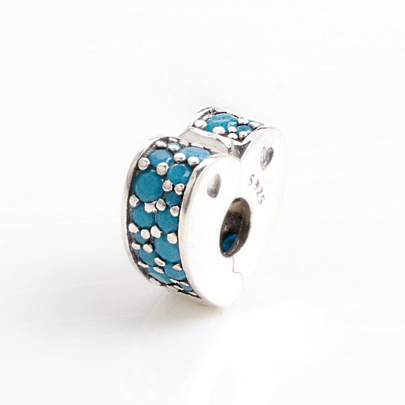 Elegant 925 Sterling Silver Heart-Shaped Clasp Bracelet in Versatile Blue Silver-Plated White Copper