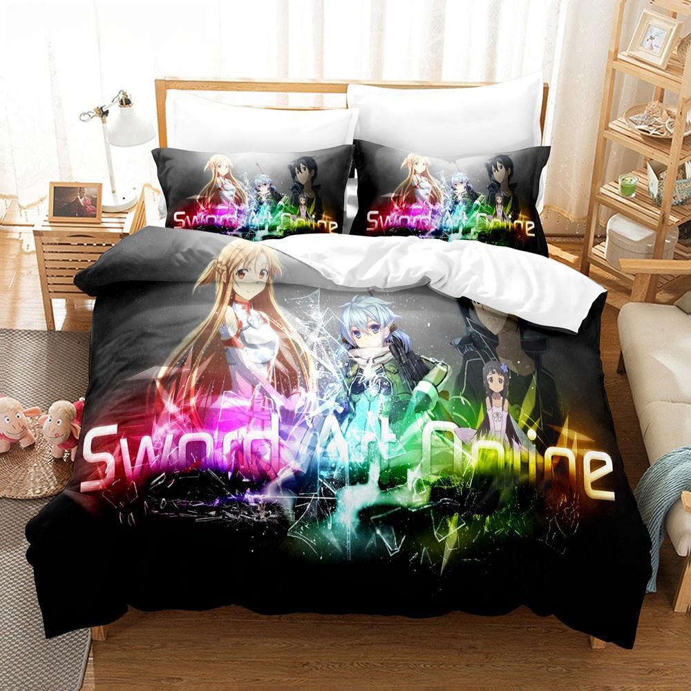 Anime Sword Art Online Bedding Collections Home Textile Pillow Case 3D With Bed Linen Duvet Covers Kids Gift Bed Collection Home Textiles Bedding