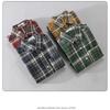 Japanese Style Long Sleeve Plaid Shirt Men Spring Fall Daily Men's Casual Shirt Pocket Turn-down Collar 100Cotton Button Shirt