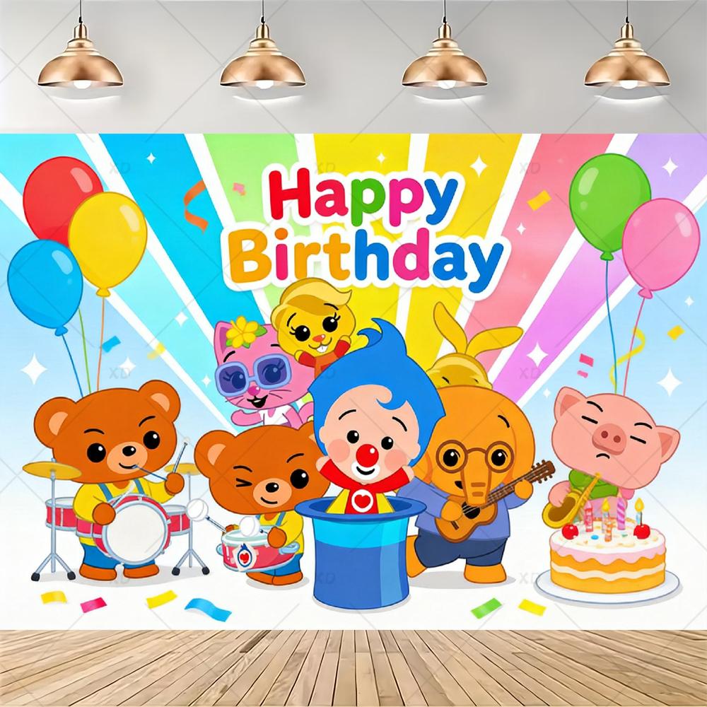 Cartoon Pliming Plims Thema Kindergeburtstag Party Dekoration Hintergrund Zubehör Ballon Set Kuchenaufsätze Banner Kulisse Kindergeschenk