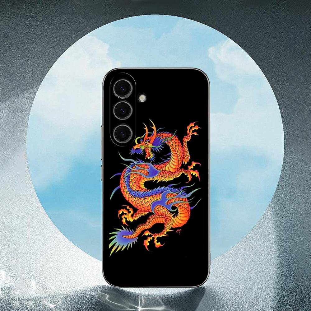 Fashion Animal Red Dragon Luxury Black Phone Case For Samsung Galaxy S23 S24 S25 Ultra S22 Plus S21