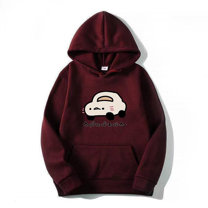 Autumn Winter Japanese Harajuku Loose Fit Hooded Sweatshirt with Supercar Print