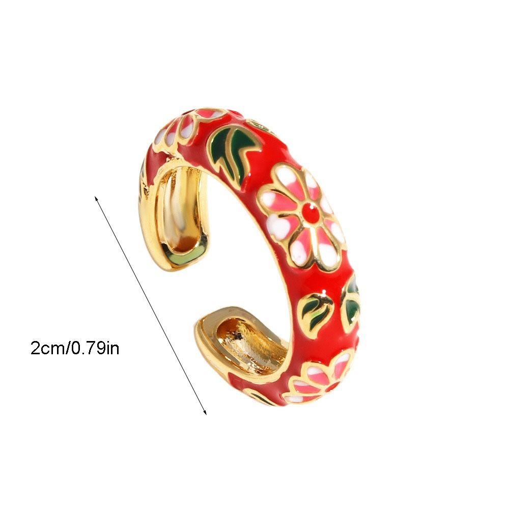 Verstellbarer Blumen-Emaille-Ring Bunter Verlobungs-Öffnungsring Schmuck Geometrischer Blumen-Fingerring Hochzeit