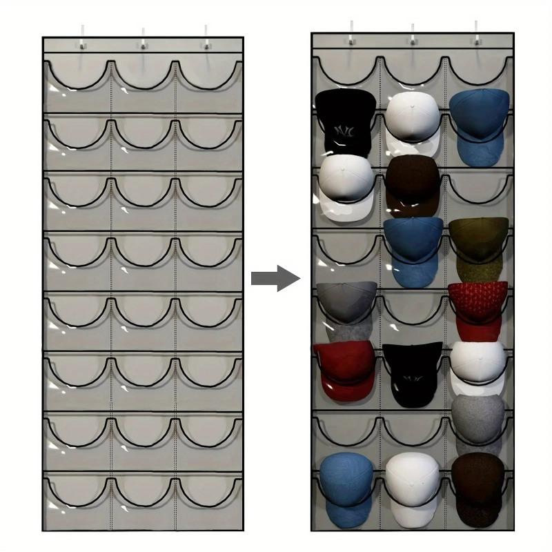 Premium 24-Pocket Over-the-Door Baseball Cap Organizer - Dustproof Space-Saving Hat Storage & Display Rack