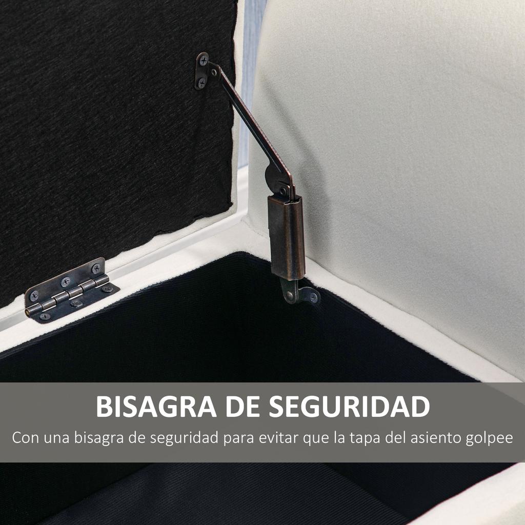 Storage Bench With Flip Top Armrest And Wooden Legs For Living Room 111 5x41x65 Cm Cream
