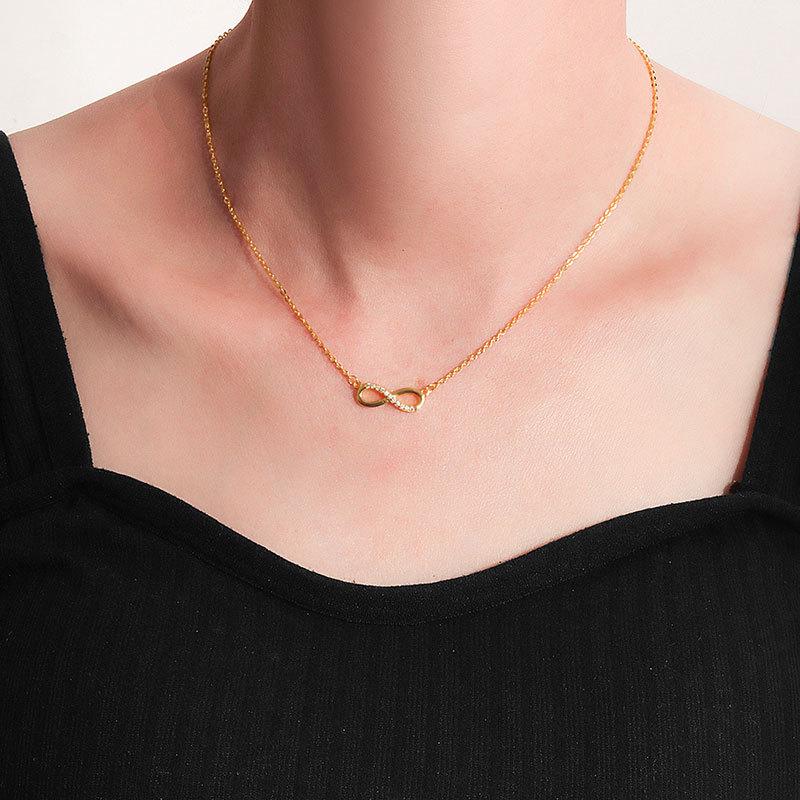 Elegant Cubic Zirconia Figure 8 Necklace Earrings And Bracelet Set Minimalist Clavicle Chain Jewelry Gift For Women