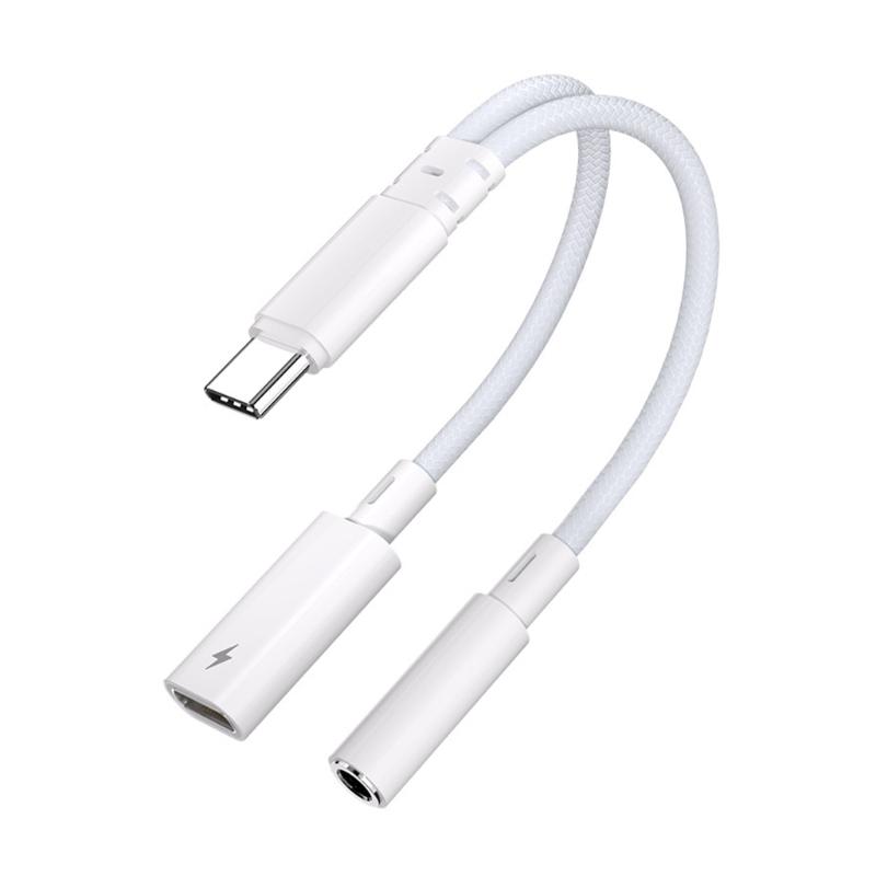 

USB C to 3.5mm Port USB C Splitter Addapter Charging Cord Wire 2 In 1 Supports 15W Fast Charging for Headphones Tablets 1