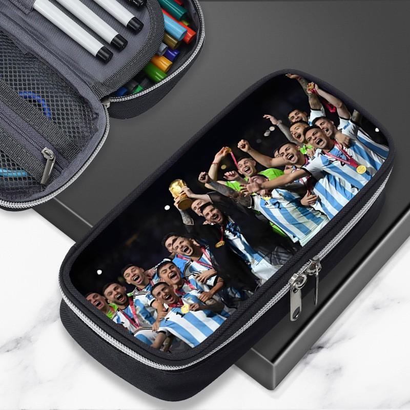 Large Capacity Cartoon Soccer Pen Pouch Kids Students Oxford Fabric Pencil Case With Cristiano Ronaldo Yamal Design