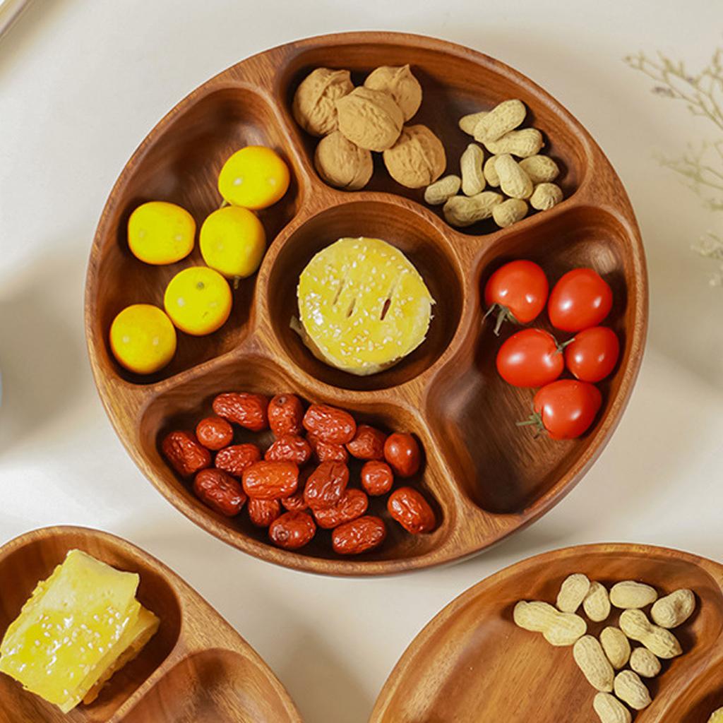 Nuts Storage Platter Tray Wooden Serving Tray Dessert Fruit Veggie Food Serve Plate for Party Family Dinner Holiday Home Warming