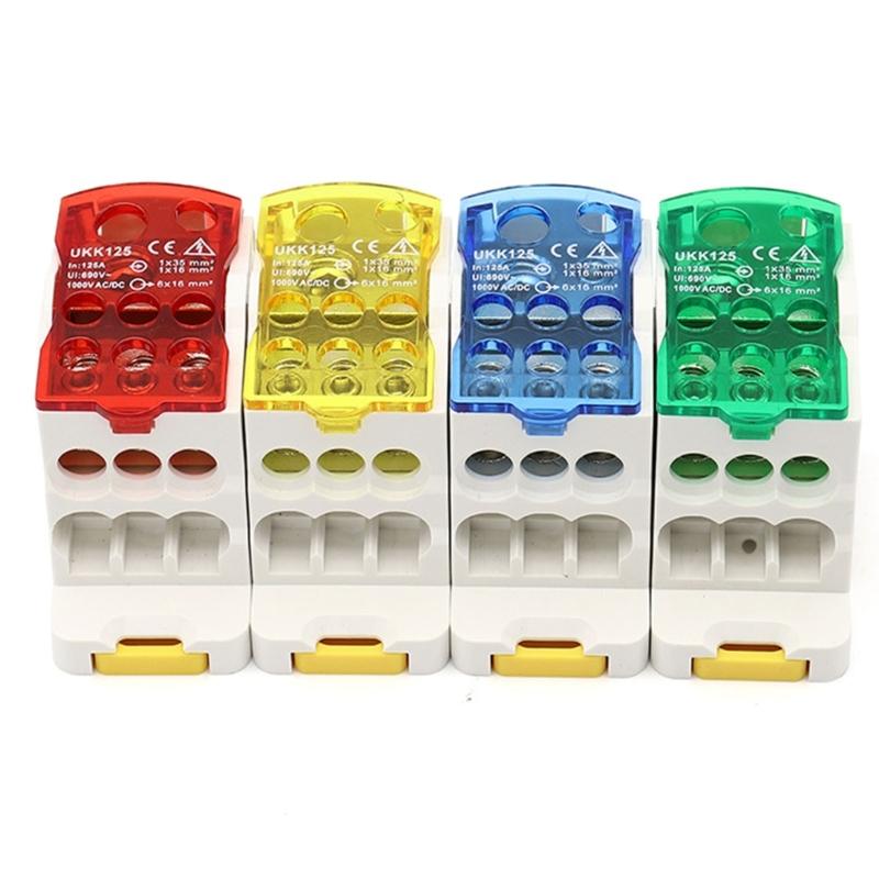DIN Rail Mount Junction Box Terminals Block Brass Contacts Plastic Housing Industrial Electrical Distribution Solution