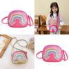 Cute Japanese Style Rainbow Heart Shoulder Bag For Kids With Cartoon Design