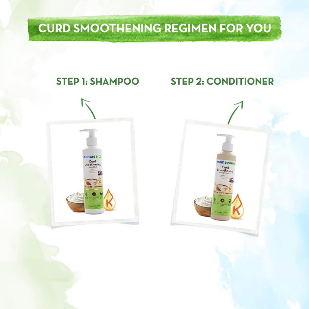 Mamaearth Curd Smoothening Conditioner 250 Ml Pack For Smooth Shiny Hair And Frizz Control