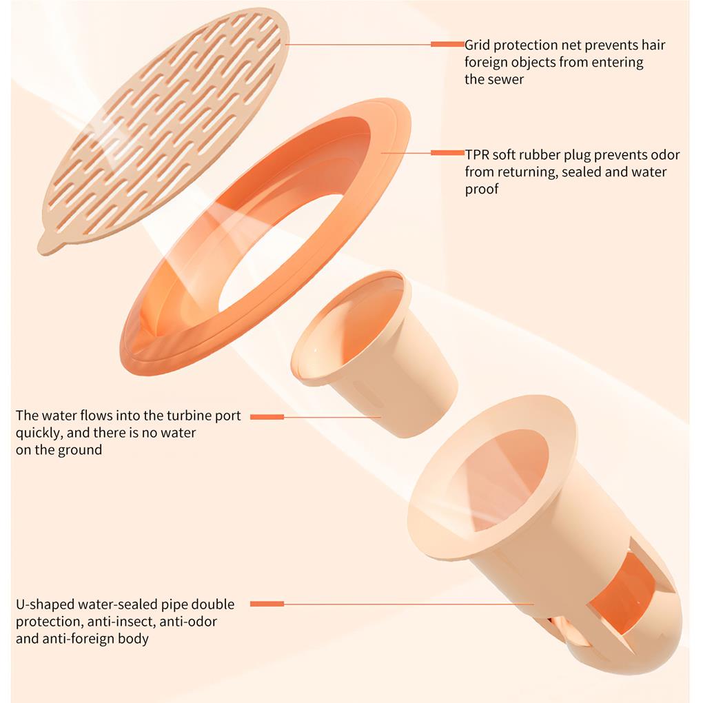 Floor Strainers Straining Cover Plug Bathroom Shower Anti-odor ABS Drain Core Anti-corrosion Water Filter with U-shaped Seal