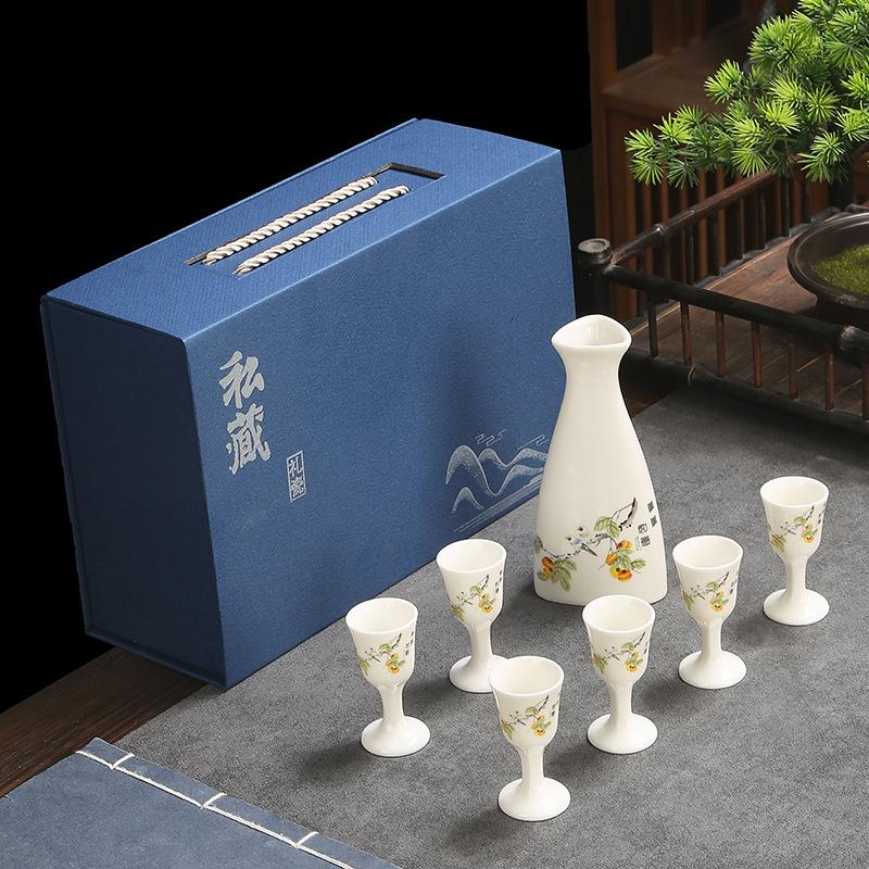 Japanisches Sake-Bar-Set Keramik-Weinset Weinkrug Tasse Sake-Ausgießer Haushalt Restaurant Party Trink-Barzubehörset Geschenk 2025 Neu