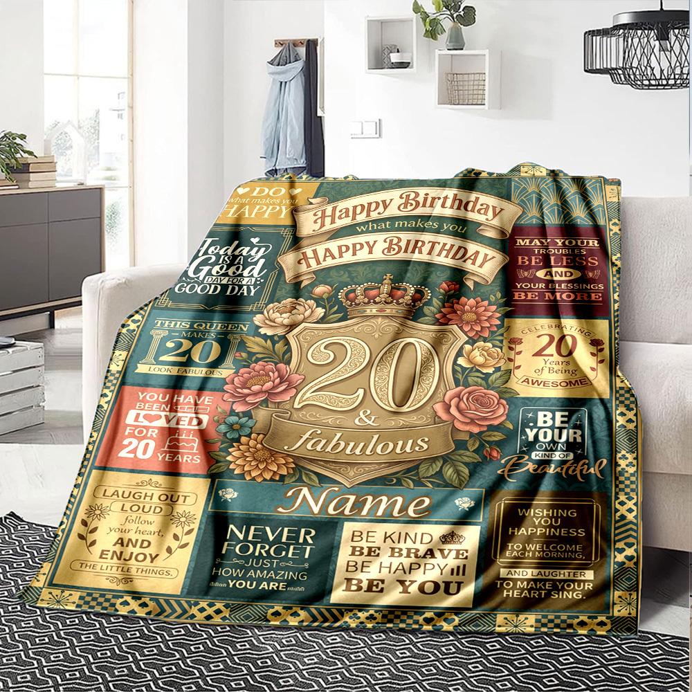 Happy Birthday Celebration Blanket Personalized Name Soft Comfortable Stylish Blanket Car Blanket Perfect For Travel Camping Outdoor Home Suitable For