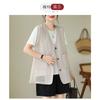 Women Plus Size Linen Blend Sleeveless Vest Open Front V Neck Top