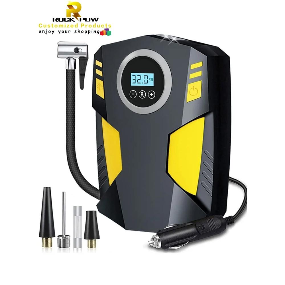 

Pow Digital Car Tyre Inflator Air Compressor with Auto Stop and LED Light 12V Fast Portable Air Pump for Car Bicycle Motorcycle Ball Air Mattress