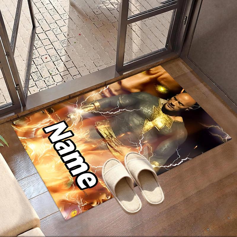 Custom Name Personalized Black Adam Print Carpet, Versatile Home Decor Rug, for Playroom, Apartment, Balcony, Entryway, Hallway Gift