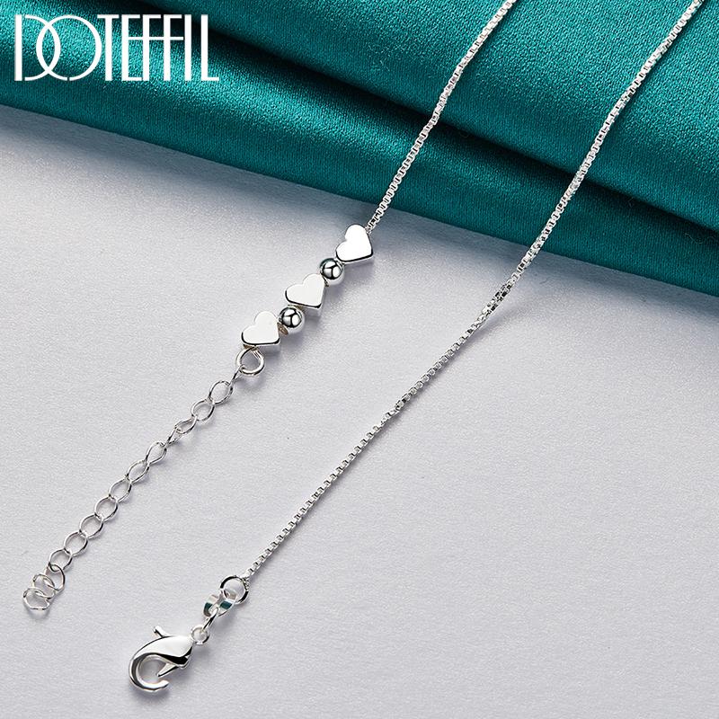 Colar Romântico Coração Corrente Cobra Prata Esterlina 925 Presente Charm Joia