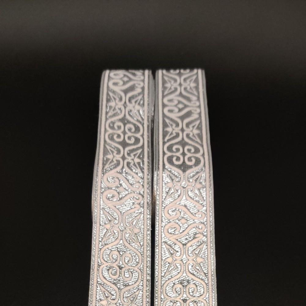 3.3cm Width Jacquard Ribbon Geometric Pattern Flower Embroidered Woven Ribbon 7 Meters Length DIY Embroidery Ribbon