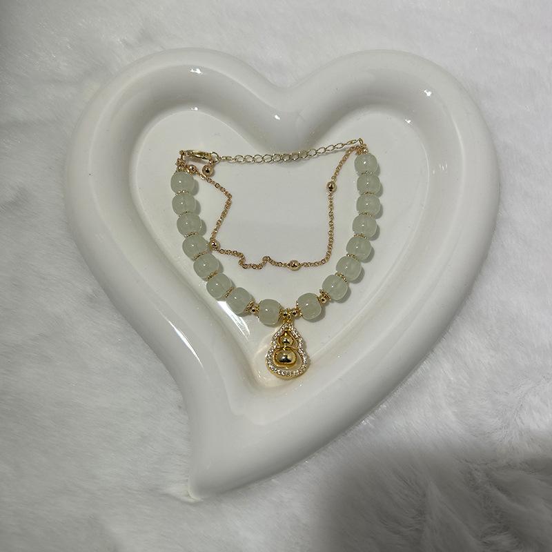 Fortune & Luck Gold-Plated Gourd Bracelet: High-End Women s Imitation Hetian Jade Beaded Jewelry Gift
