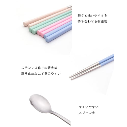 KASHIBAKER 2-Piece Chopsticks and Spoon Combo Set with Case, Perfect for Lunchboxes and Travel, Perfect for Kids and Adults, Dishwasher Safe, Blue