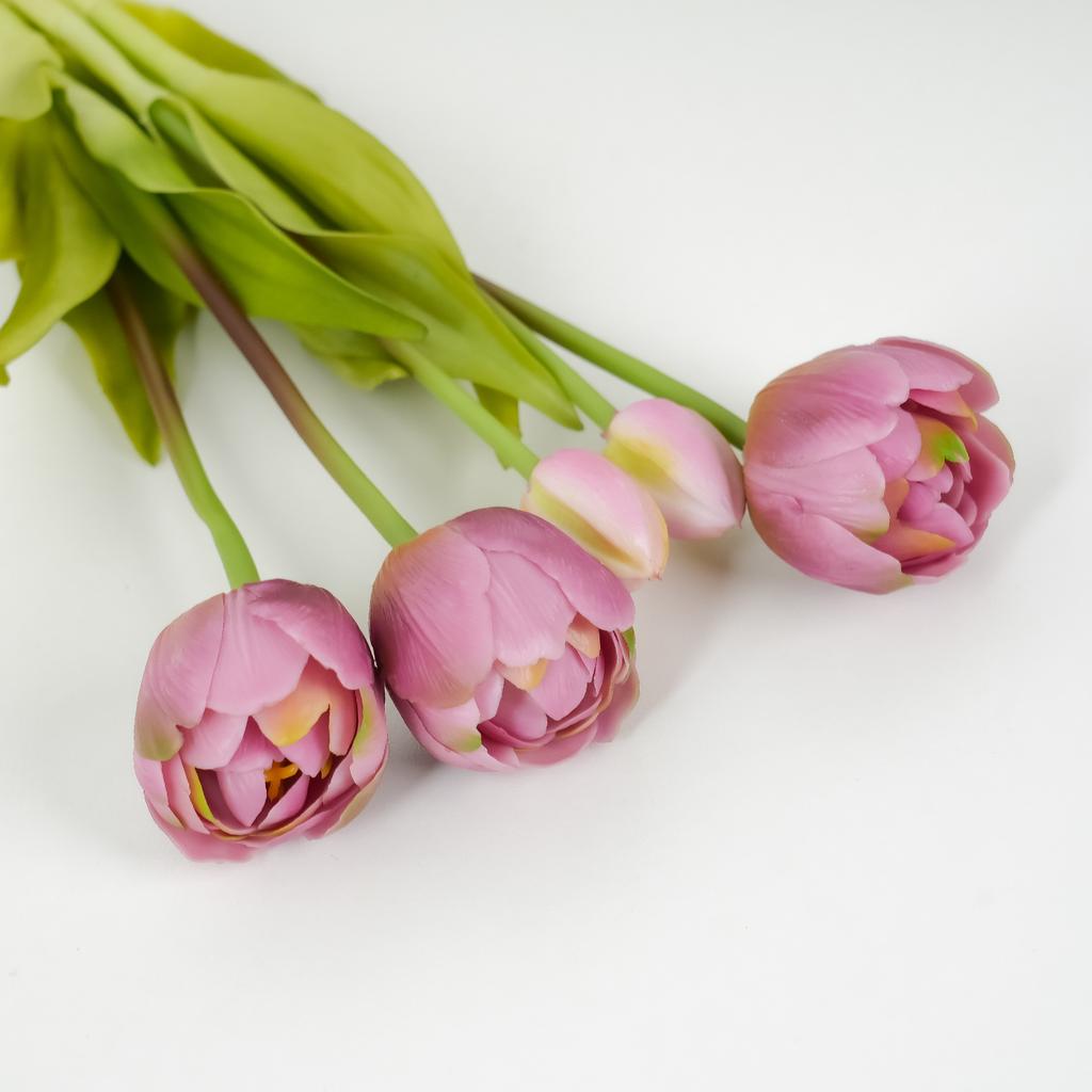 Soft Rubber 5-Head Double Tulip, Home Light Luxury High-End Decorative Tulip Simulation Flower