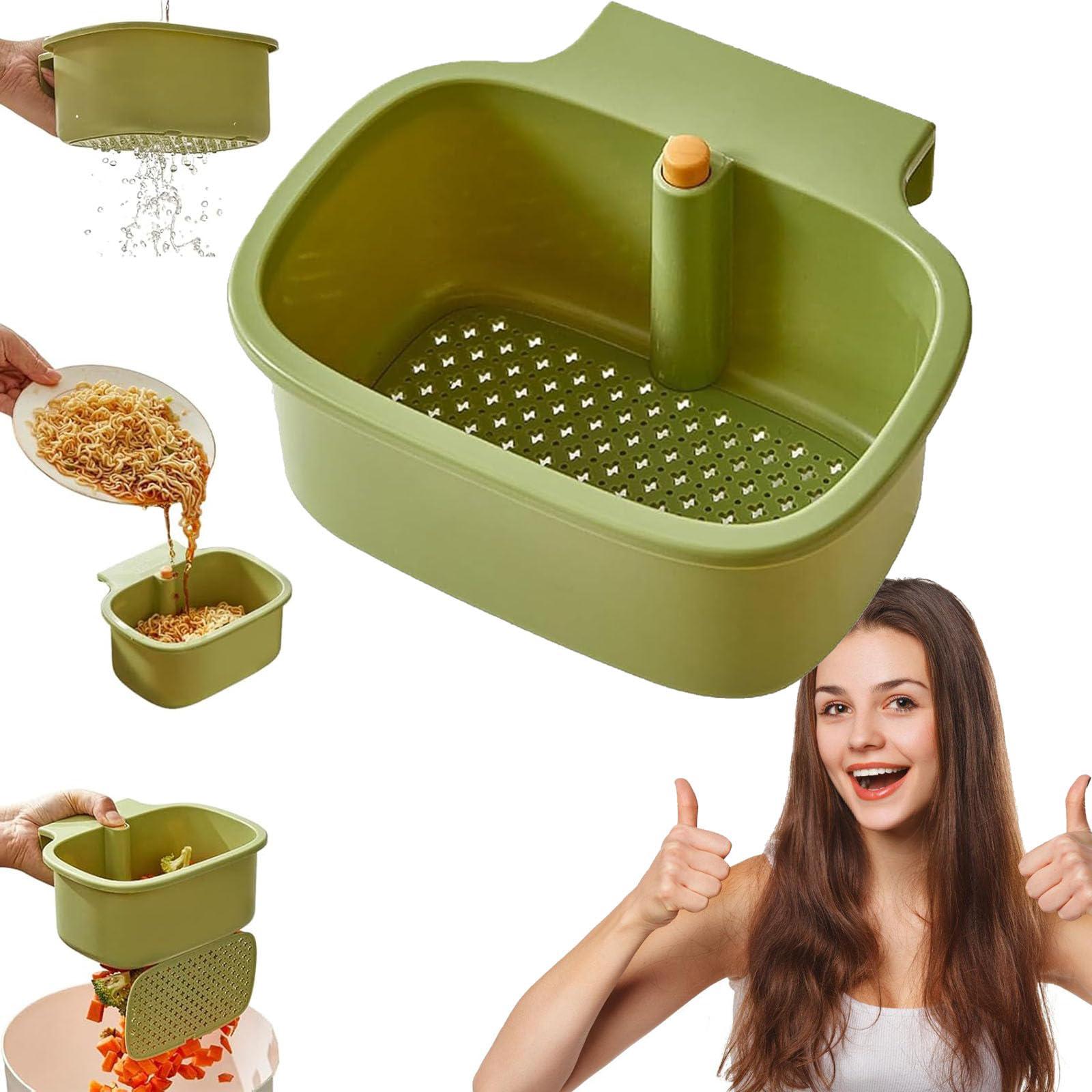 

One-Button Opening And Closing Hanging Sink Corner Rack, Curetoaway Suction Cup Sink Corner Rack, Quick-Drain Self-Cleaning Strainer Basket One Size