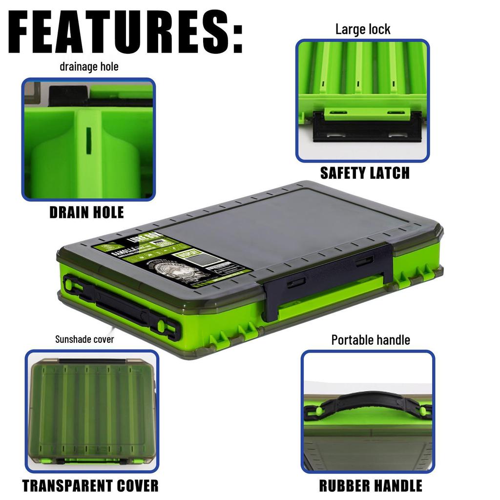 XL Double-Sided Tackle Storage Box for Fishing Lures, Bait, and Hooks